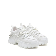 millie's Chain Decor Lace-up Front Chunky Sneakers millie's