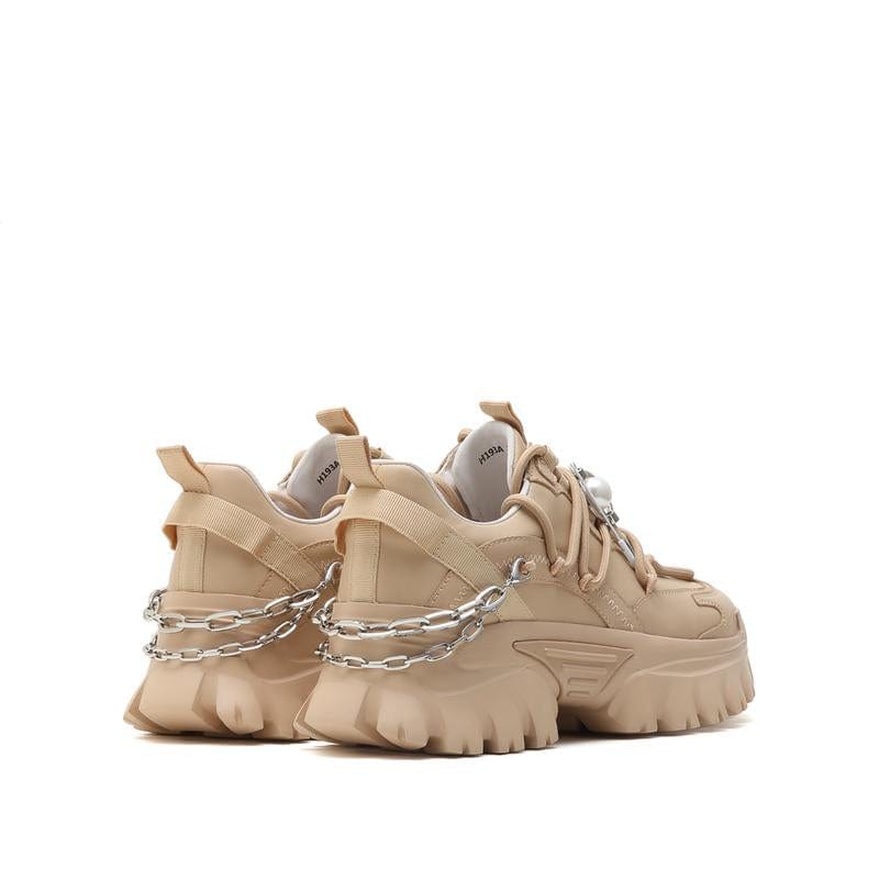 millie's Chain Decor Lace-up Front Chunky Sneakers millie's