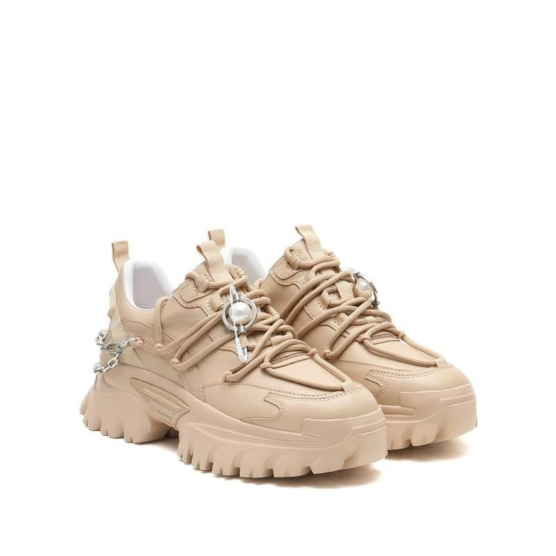 millie's Chain Decor Lace-up Front Chunky Sneakers millie's