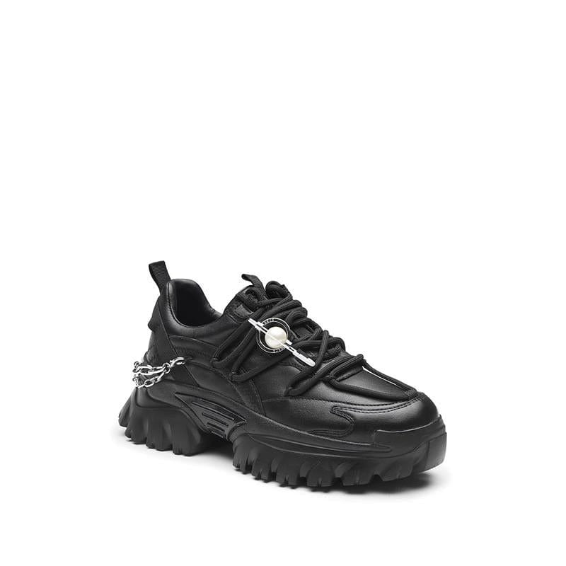 millie's Chain Decor Lace-up Front Chunky Sneakers millie's