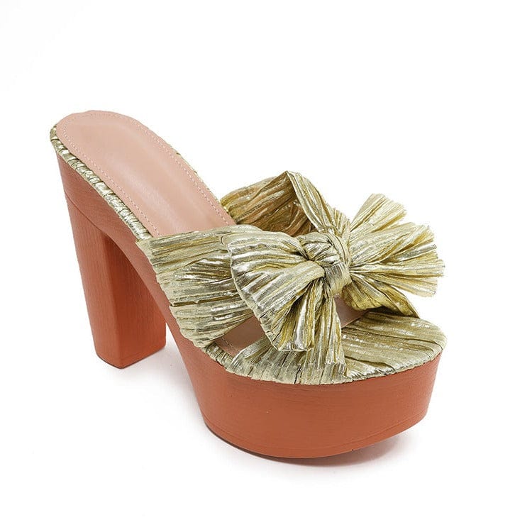 Bow Decor Heeled Sandals Newgew