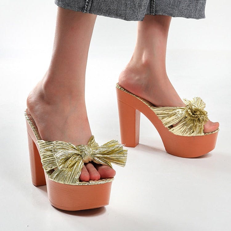 Bow Decor Heeled Sandals Newgew