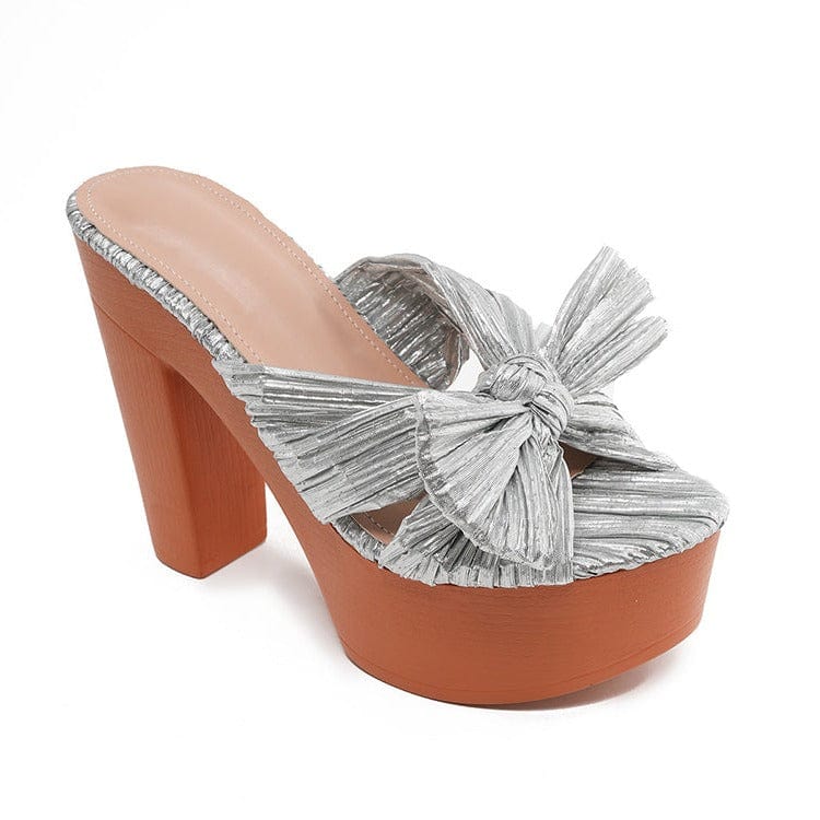 Bow Decor Heeled Sandals Newgew
