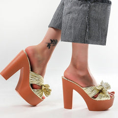 Bow Decor Heeled Sandals Newgew