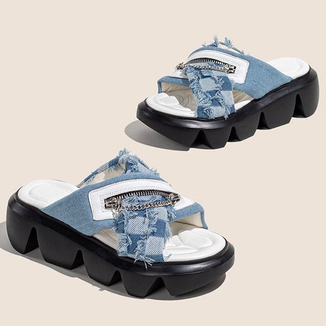 Checkerboark  Zipper Sandals Newgew