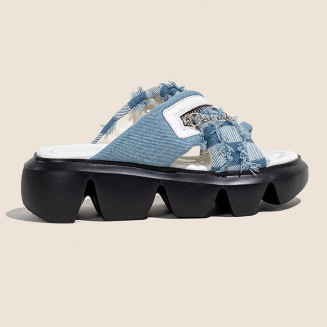 Checkerboark  Zipper Sandals Newgew