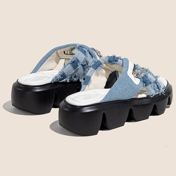 Checkerboark  Zipper Sandals Newgew