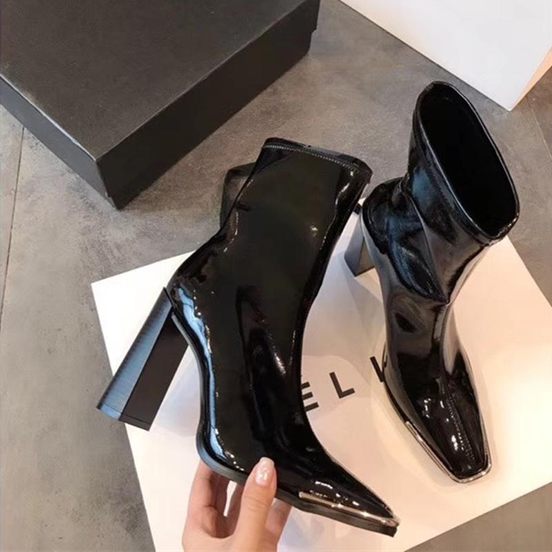Square-toe Chunky Heeled Boots Newgew