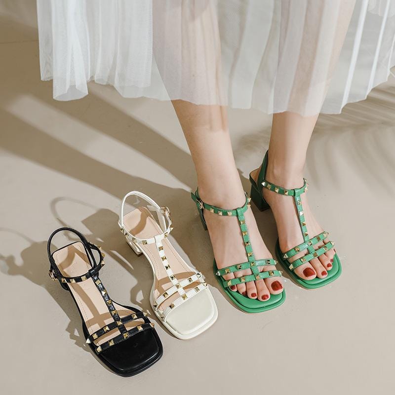 Newbella	Square-toe Studed Sandals Newgew