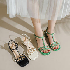 Newbella	Square-toe Studed Sandals Newgew