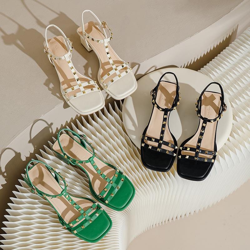 Newbella	Square-toe Studed Sandals Newgew