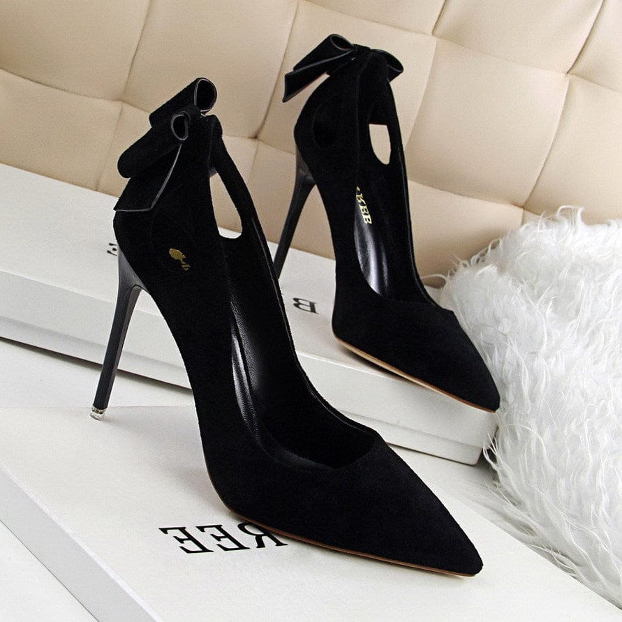 Bow Decor Satin Stiletto Pumps Newgew
