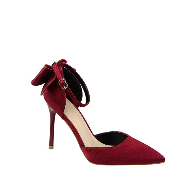 Bow Decor Satin Stiletto Pumps Newgew