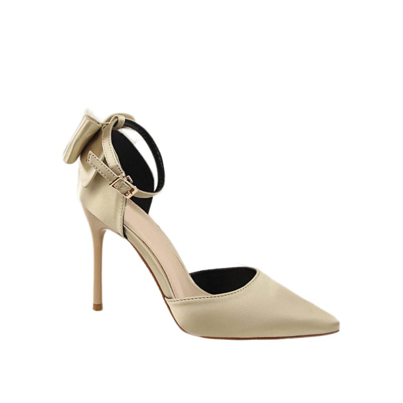 Bow Decor Satin Stiletto Pumps Newgew