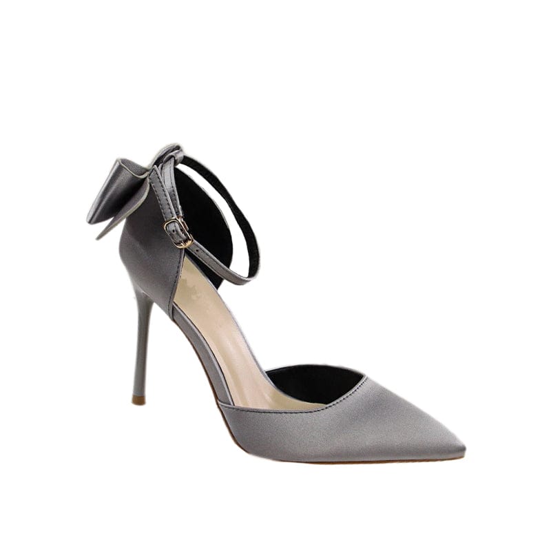 Bow Decor Satin Stiletto Pumps Newgew