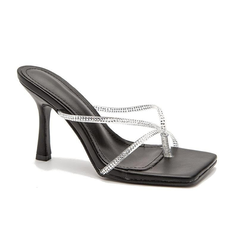 Rhinestone Decor Heel Sandals Newgew