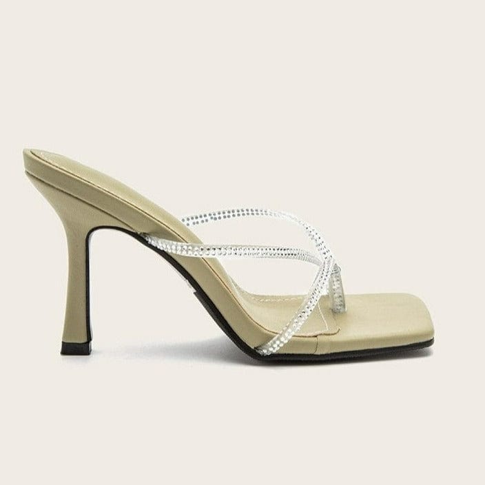 Rhinestone Decor Heel Sandals Newgew