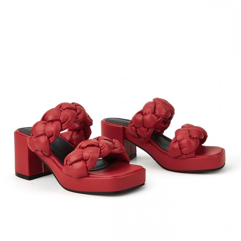 Newbella	Braided Design Chunky Heeled Sandals Newgew