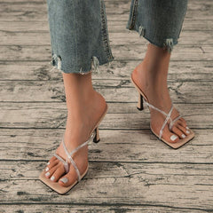 Rhinestone Decor Heel Sandals Newgew