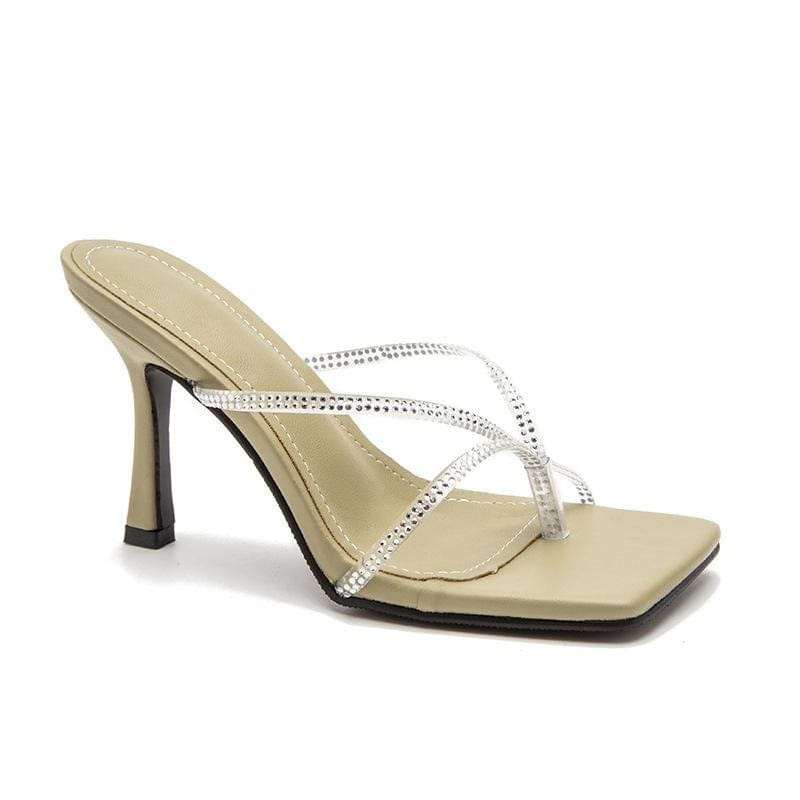 Rhinestone Decor Heel Sandals Newgew