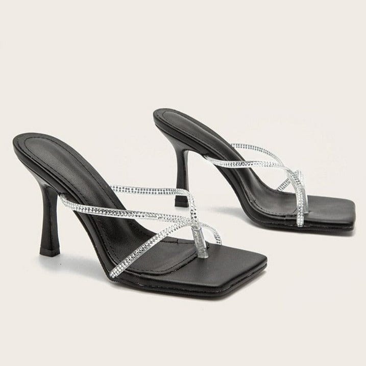 Rhinestone Decor Heel Sandals Newgew