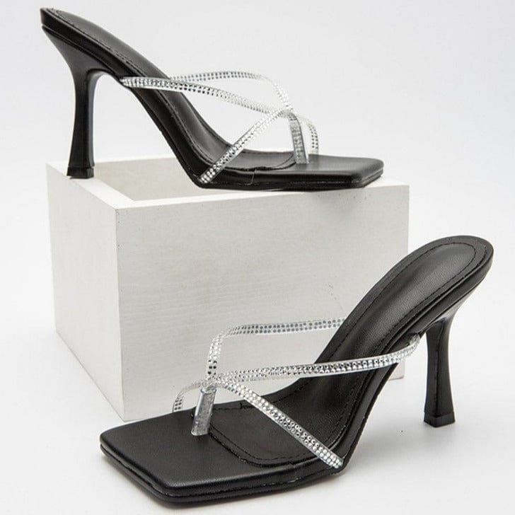Rhinestone Decor Heel Sandals Newgew