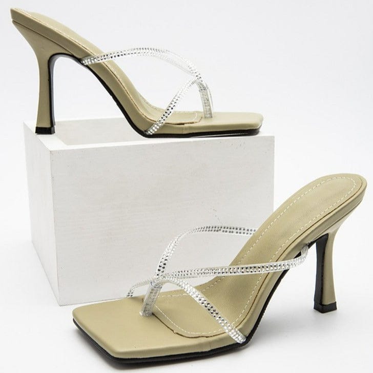 Rhinestone Decor Heel Sandals Newgew