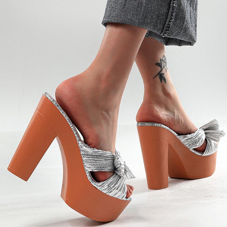 Bow Decor Heeled Sandals Newgew