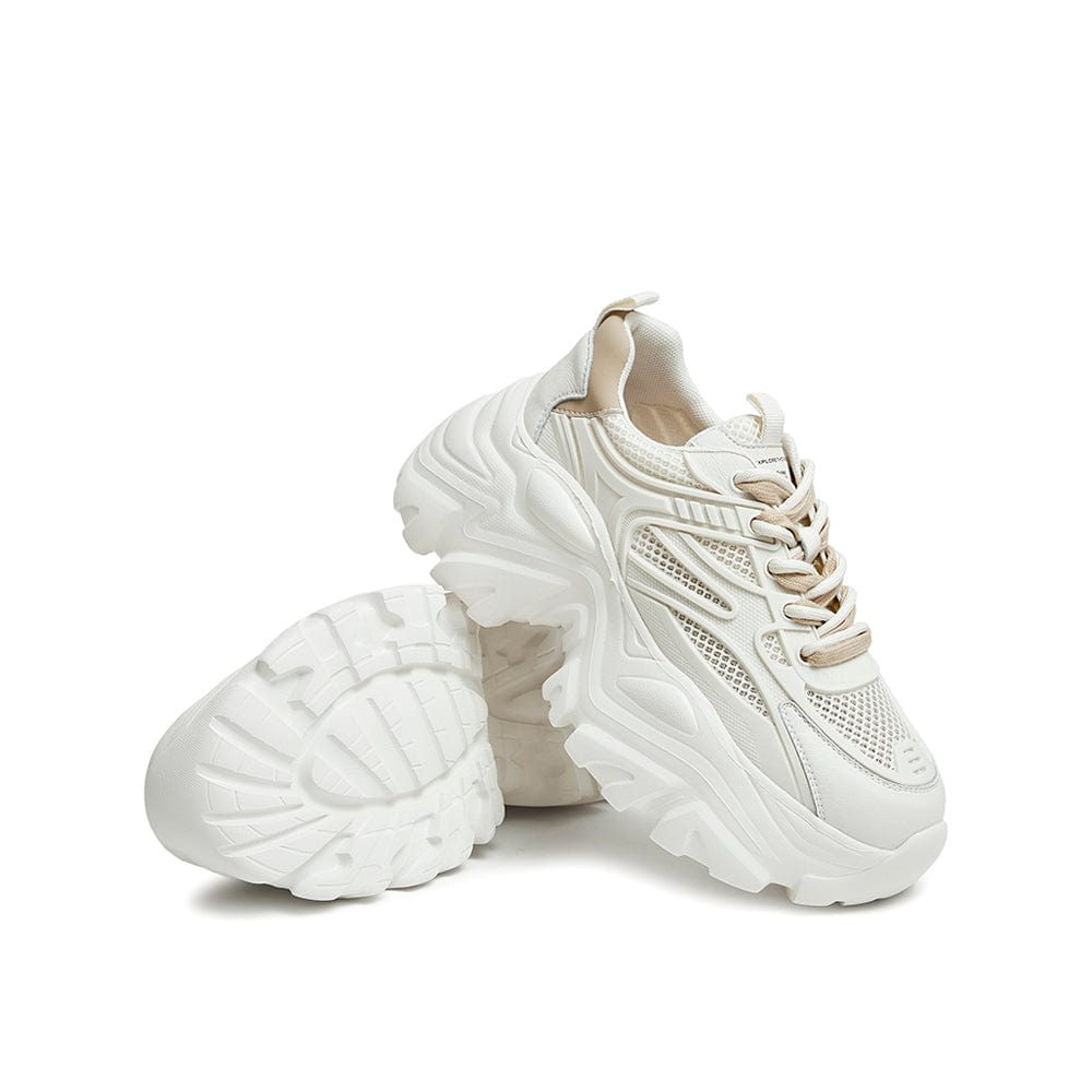 Two Tone Letter Graphic Lace-up Front Chunky Sneakers Newgew