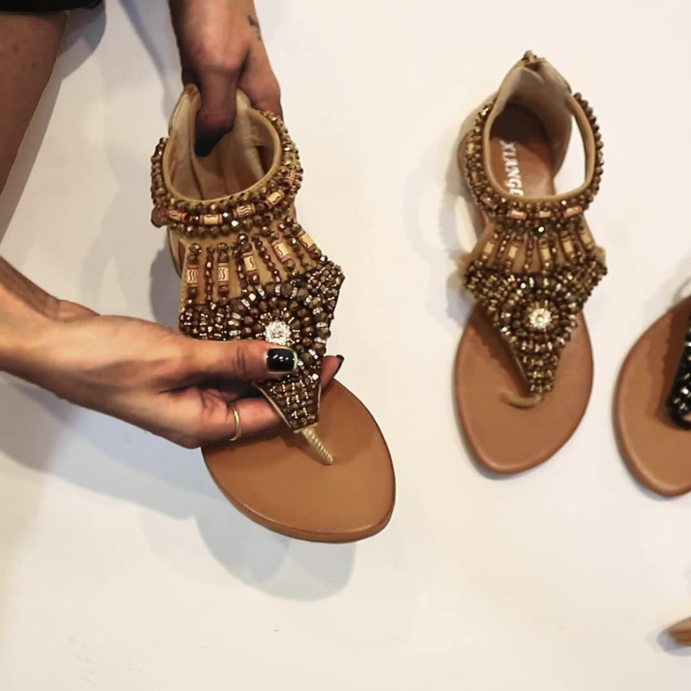 Crystal Wedge Sandals Newgew