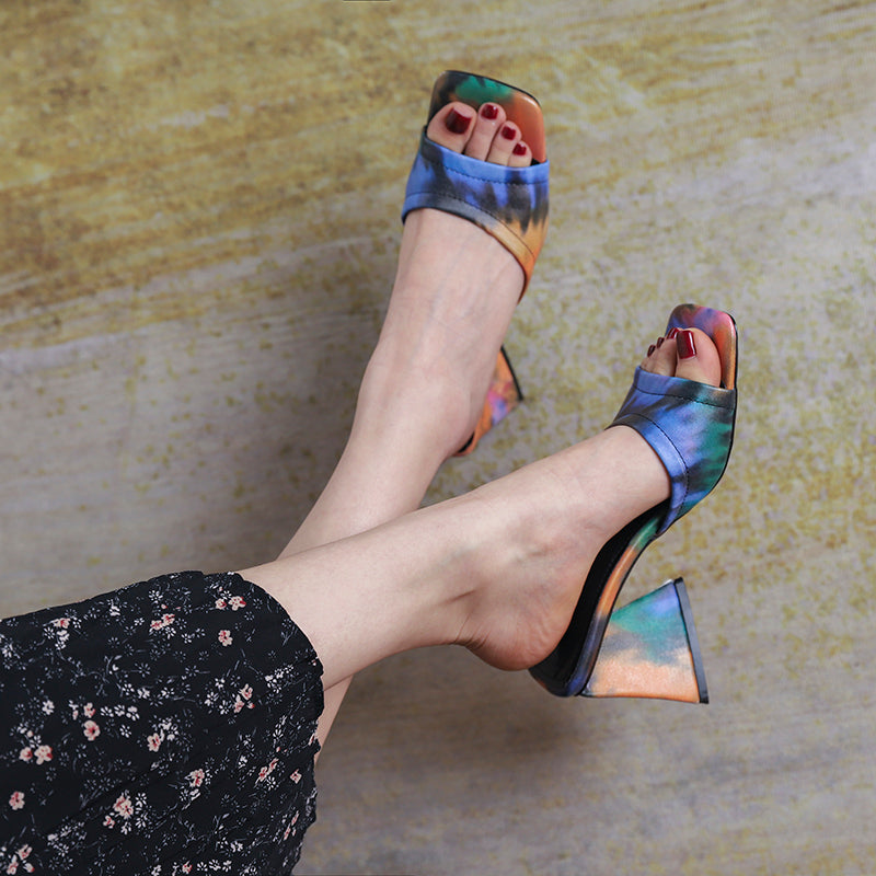Amber Open Toe Heeled Mules Slides Sandals Newgew