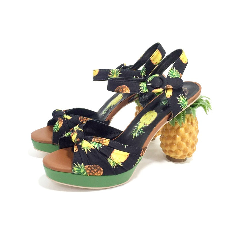 Marion Novelty Heel Fruit Print Platform Sandals newgew