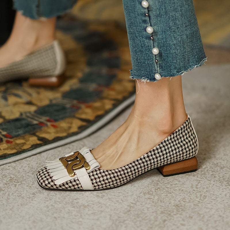 Dora Plaid Ballet Flats NEW GEW