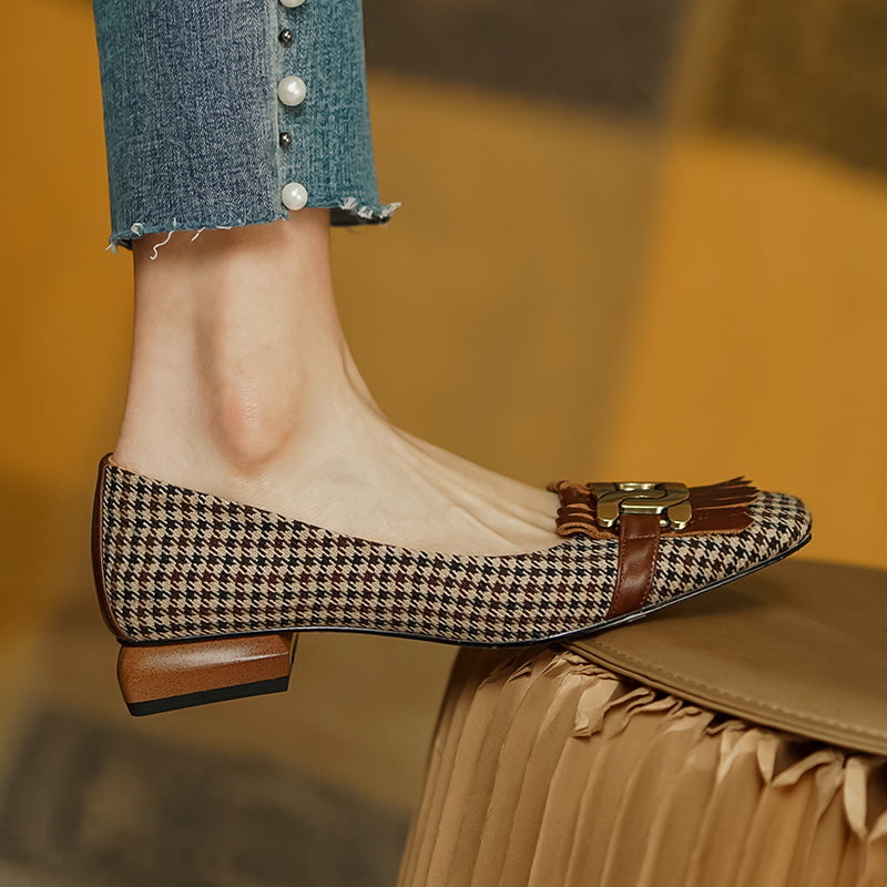Dora Plaid Ballet Flats NEW GEW