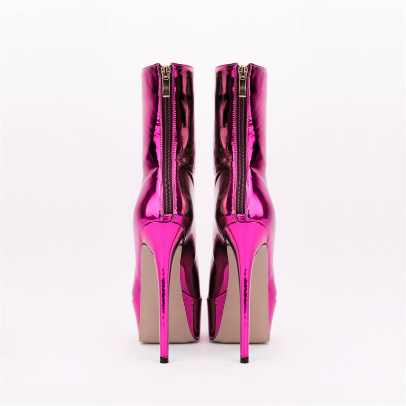 Harlow Stiletto Pink Metallic Boots Newgew