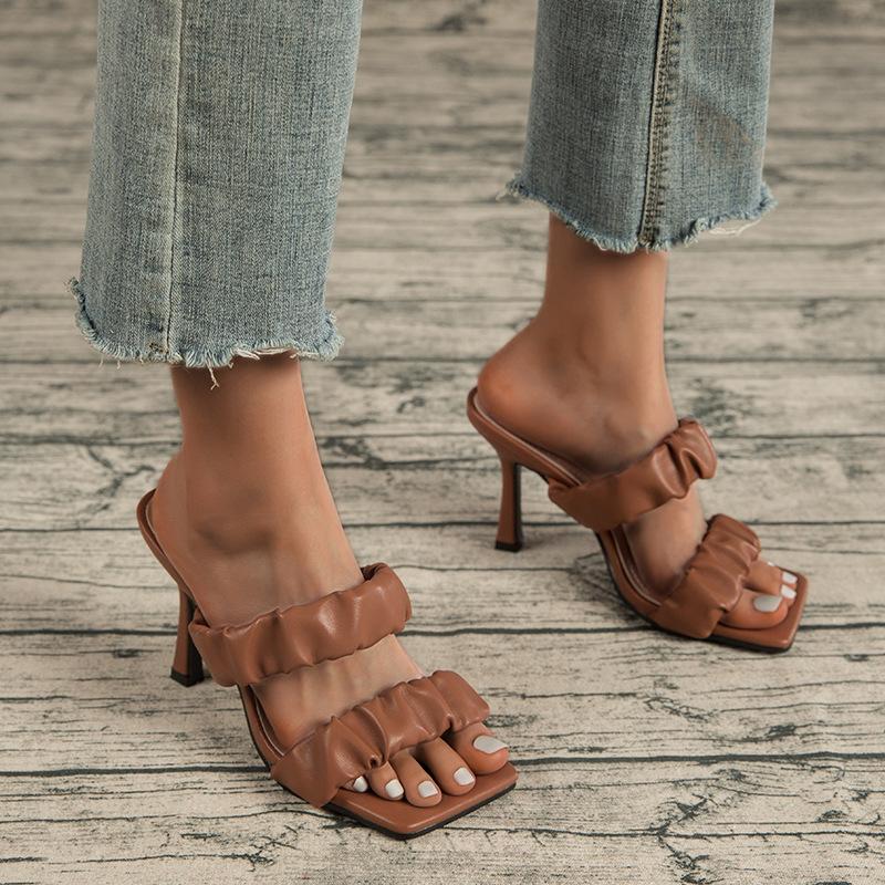 Ruched Detail Heeled Sandals Newgew