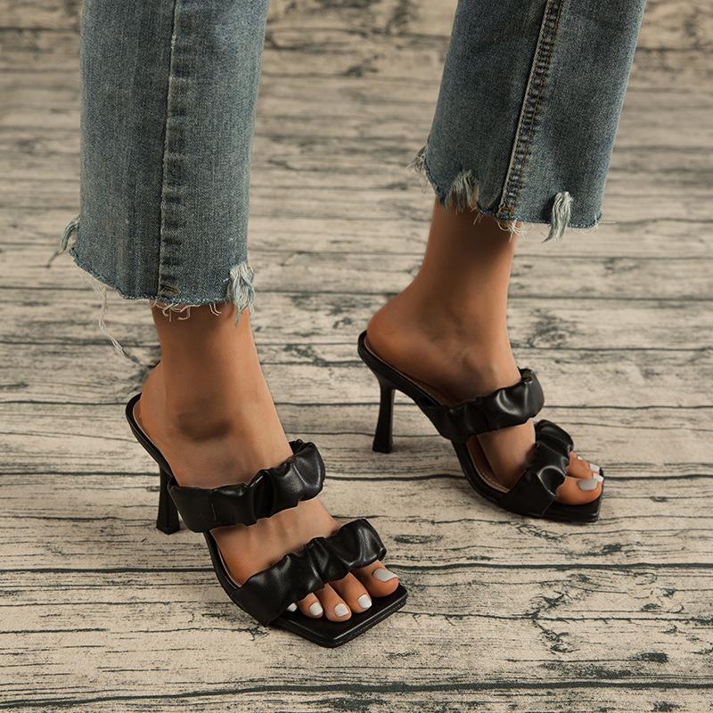 Ruched Detail Heeled Sandals Newgew