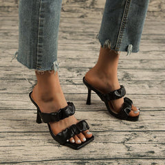 Ruched Detail Heeled Sandals Newgew