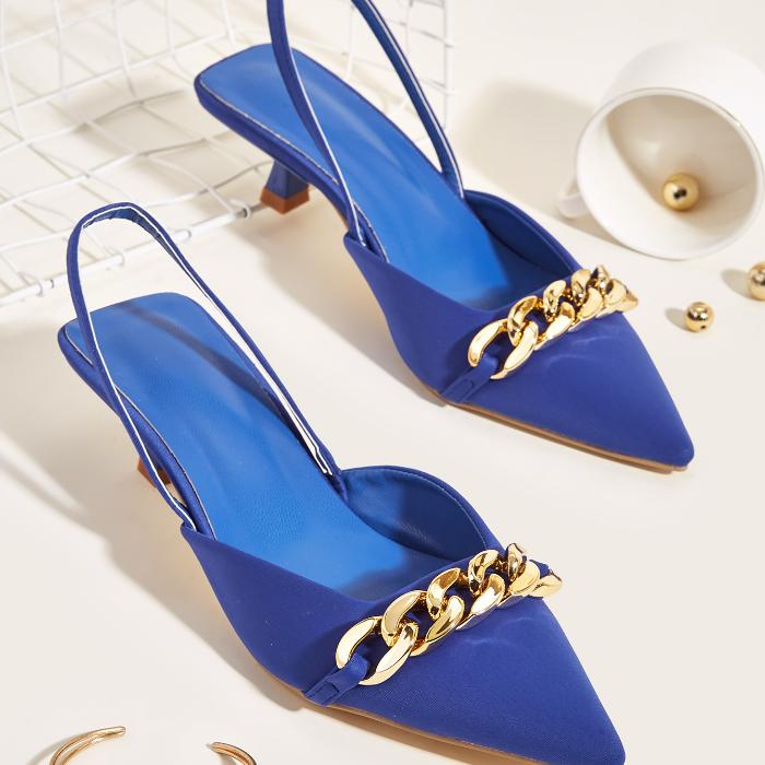 Chain Decor Point Toe  Heeled  Pumps Newgew
