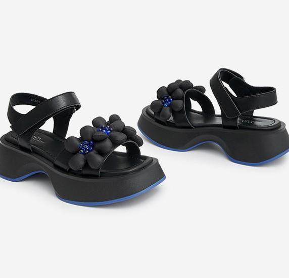 Flower Decor Wedge Sandals Newgew