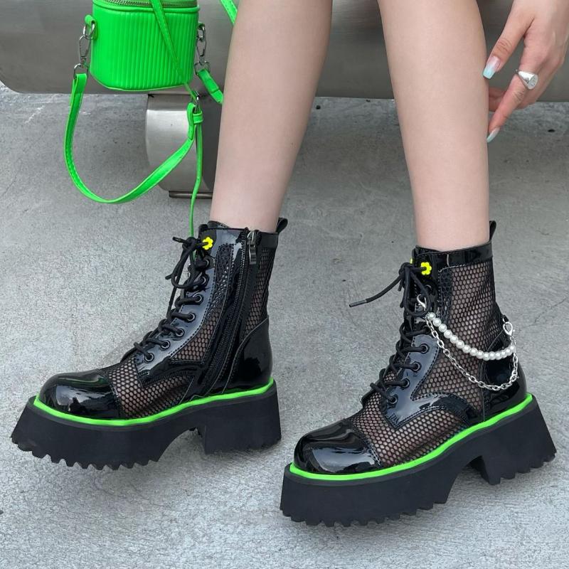 Pearl Chain Thick-Soled Boots Newgew