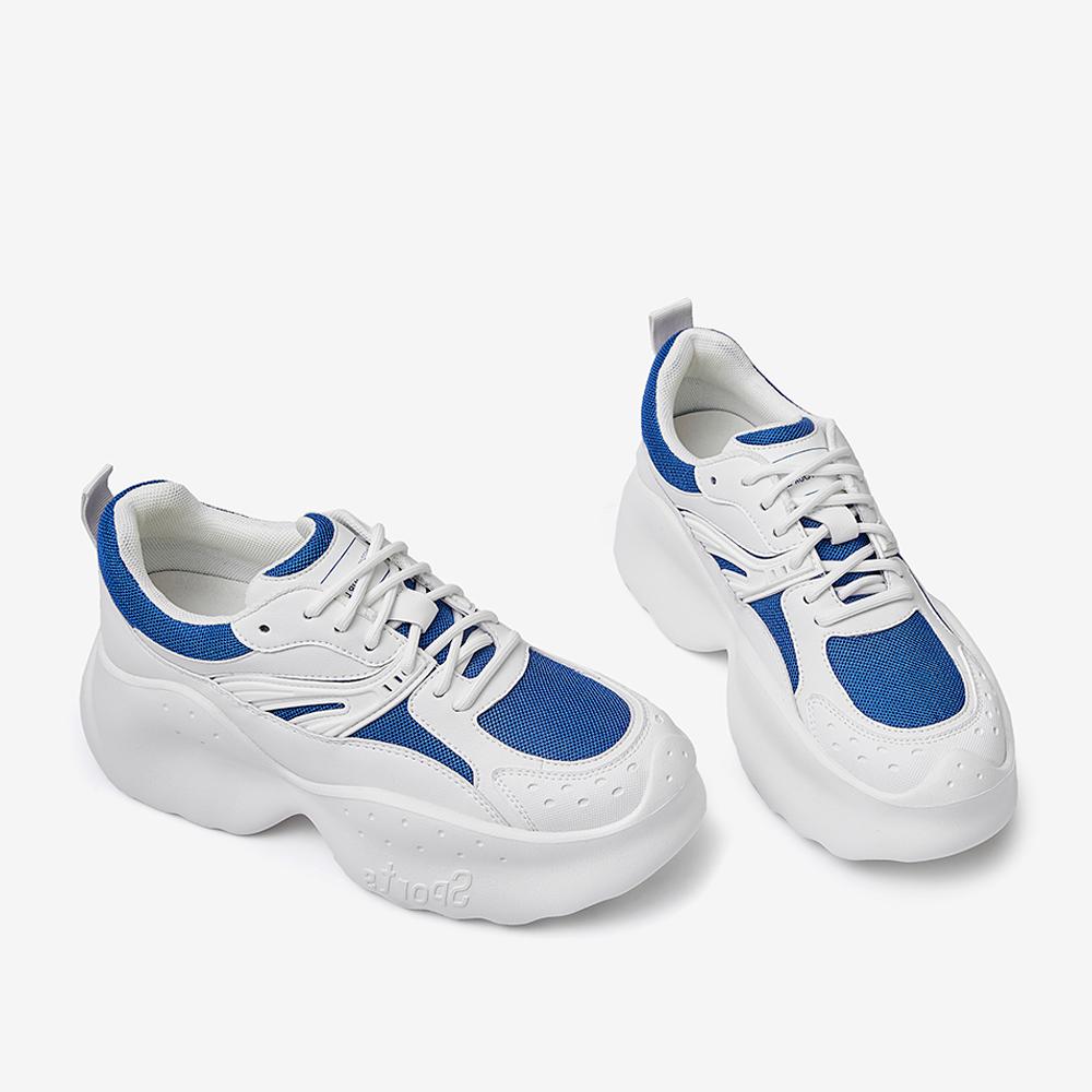 Front Lace-up Color Block Platform Sneakers Newgew