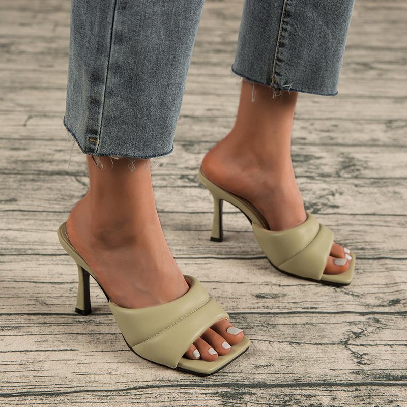 Stitch Detail Heeled Sandals Newgew