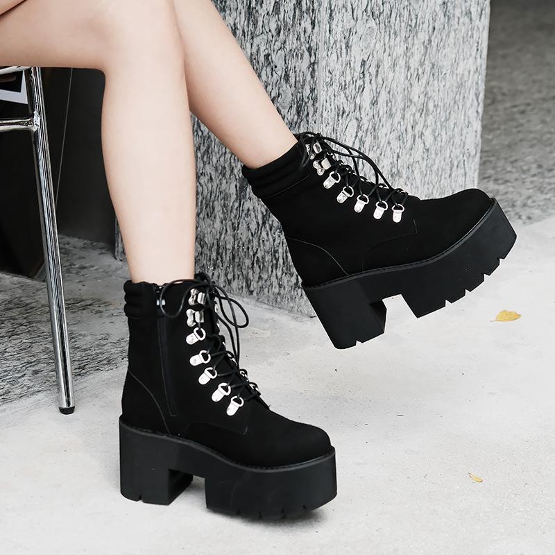 Suede Lace Up Platform Ankle Martin Boots Minimalist Chelsea Boots Newgew
