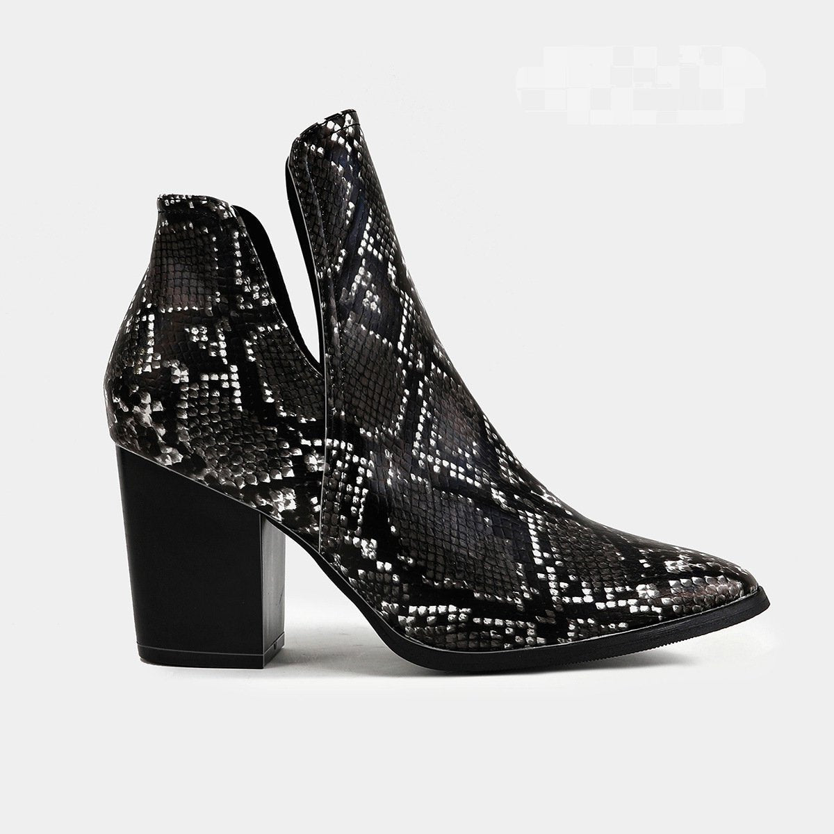 Snake Print Faux Leather Ankle Boots Newgew