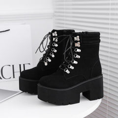 Suede Lace Up Platform Ankle Martin Boots Minimalist Chelsea Boots Newgew
