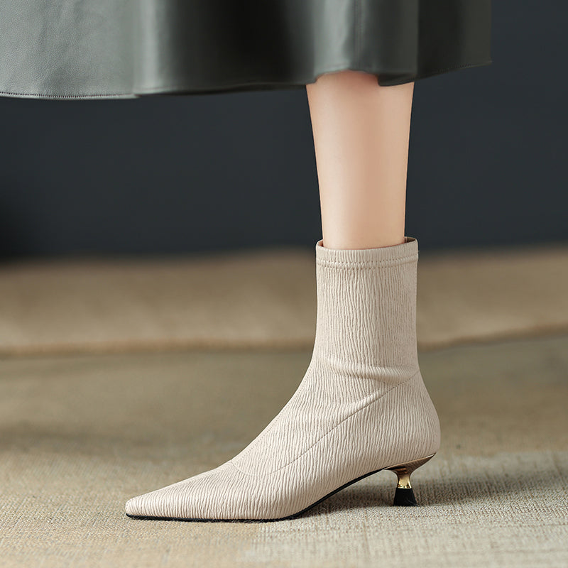 Mara Pointed Toe Beige Boots Womens newgew