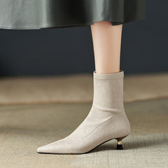 Mara Pointed Toe Beige Boots Womens newgew
