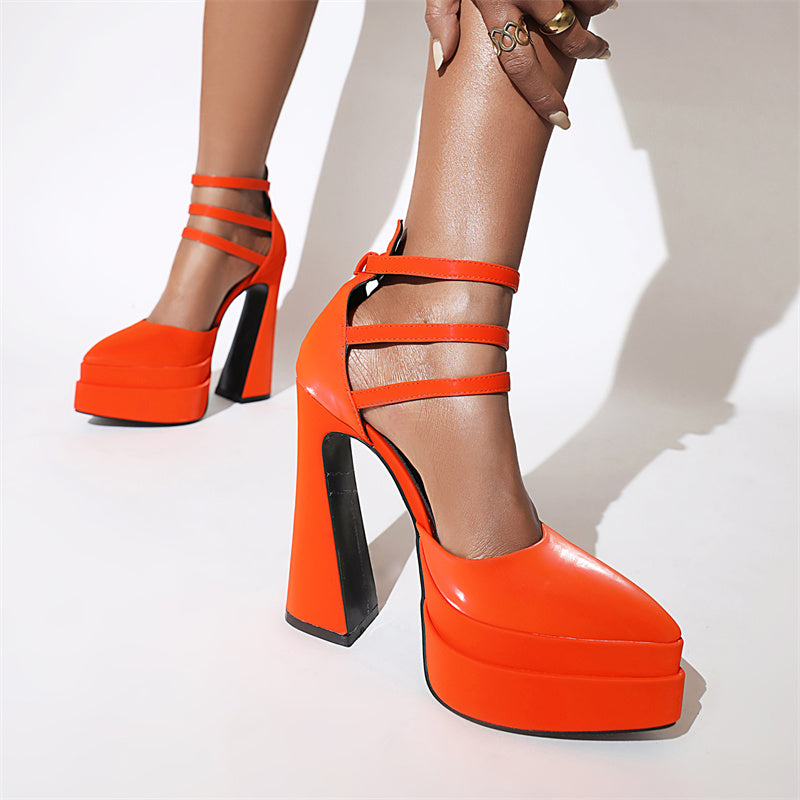 Foster Orange Platform Heels Newgew