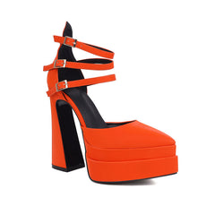 Foster Orange Platform Heels Newgew